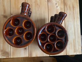Schneckenpfännchen 6 Mulden braun Keramik 2 Stk
