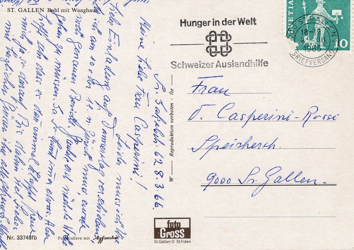 Cartoline postali: St. Gallen Bohl Marktplatz 1986 – Usato da St. Gallen venduto da Epu 1