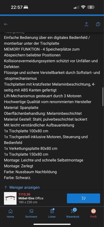 Schreibtische: Eck-Schreibtisch höhenverstellbar – Gebraucht aus Igis von Vi99 6