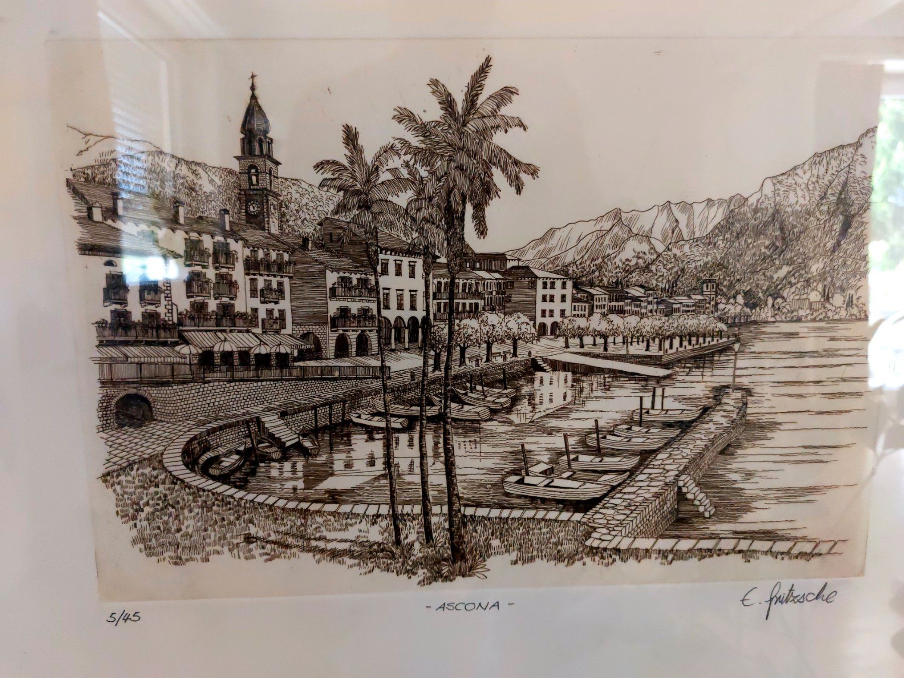 Dipinti: Radierung von Ascona von E. Fritzsche eingerahmt – Usato da Horgen venduto da zur_jq85 1