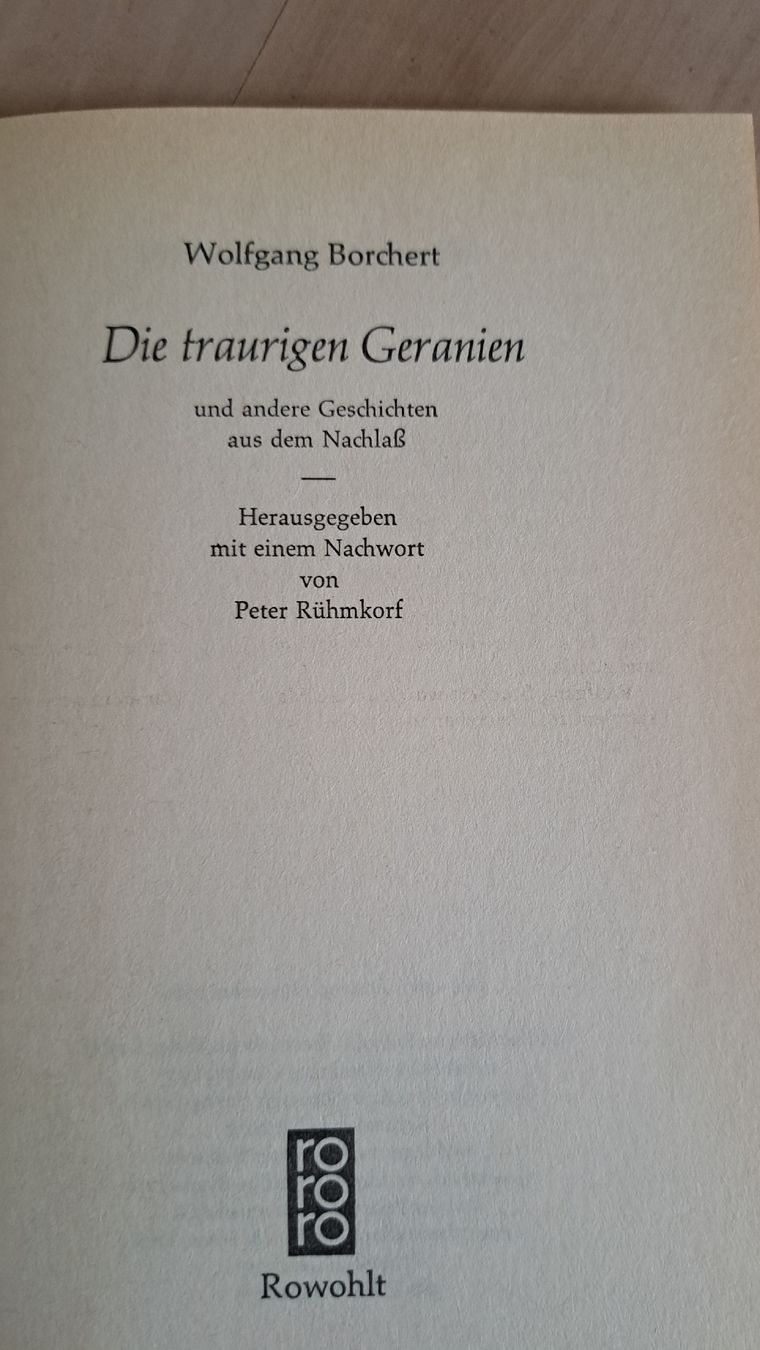 Bücher: Wolfgang Borchert - Die traurigen Geranien – Gebraucht aus Zürich von chusel 3