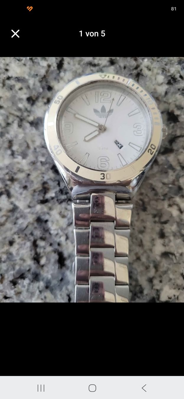 Adidas Orologi: Adidas Sportuhr Weiss/Silber – Usato da Toffen venduto da ver_x68f