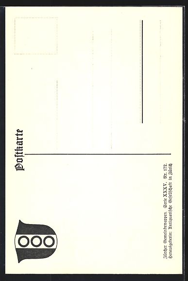 Cartoline postali: Langnau /ZH, Wappen der Gemeinde mit dre – Usato da Berlin venduto da bartko-reher 1