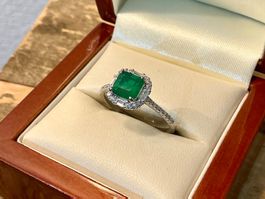 SEHR SCHÖNER RING MIT SCHMUCKSTEINE GESTEMPELT 925, GR.57