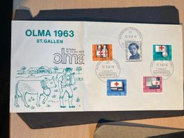 Schweiz 1963 Automobilpoststempel OLMA Pro Patria Satz