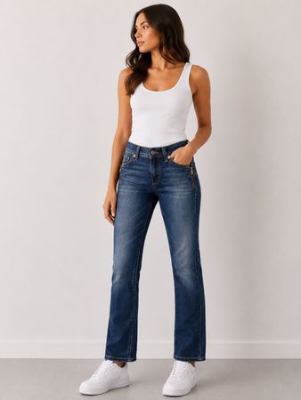 Mango Damen Jeans Slim Fit Blau Gr. 36 Reissverschluss