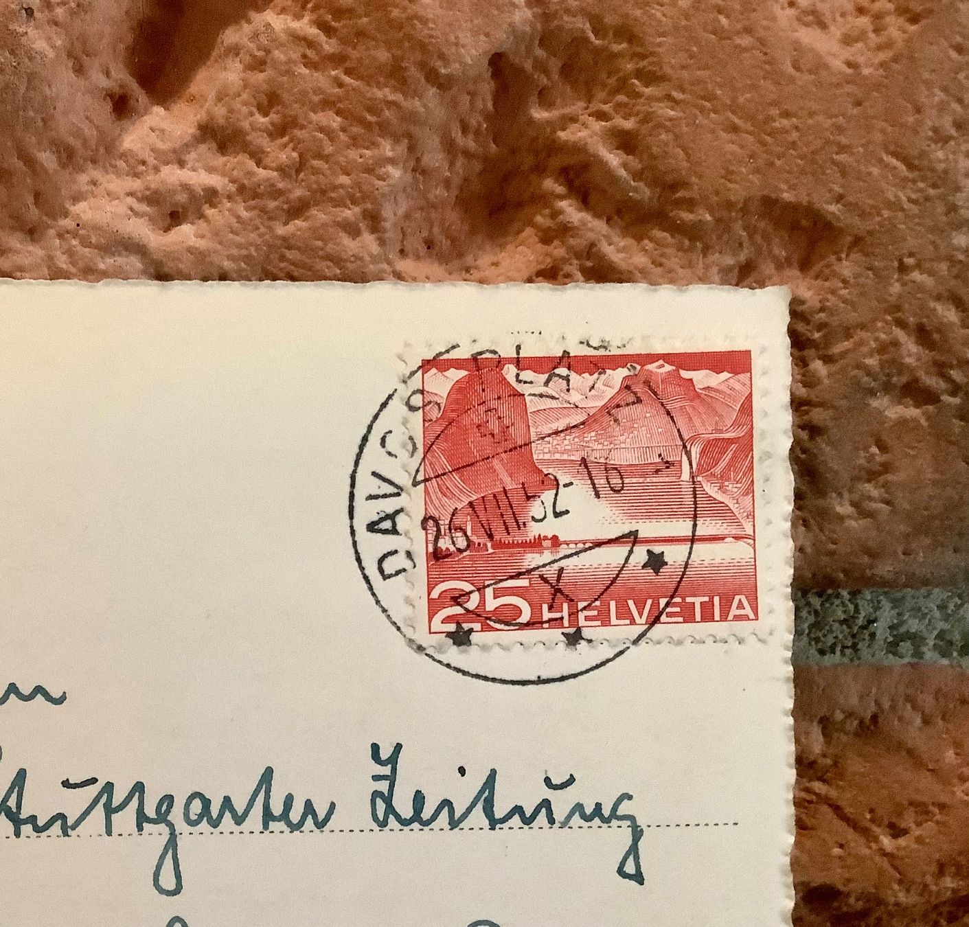Cartoline postali: 1952 - DAVOS mit Amselfluh, Thiejerfluh & Strelapass Engadin – Usato da Root venduto da ENGLAND-TREASURES 3