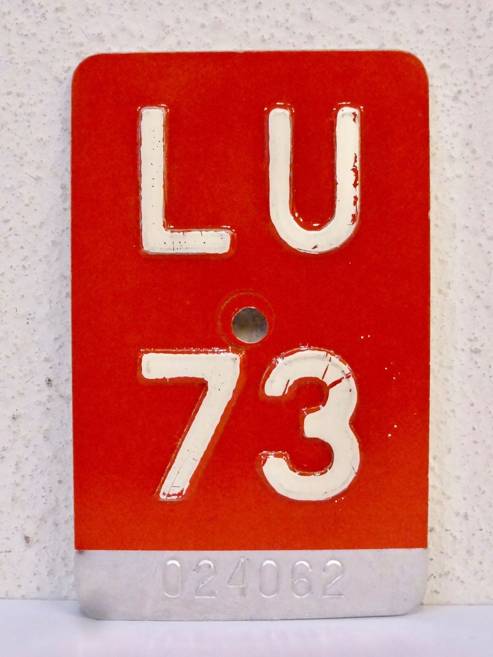 Schilder: LU 73 VELONUMMER - FAHRRADSCHILD – Gebraucht aus Kerzers von djstarsky73
