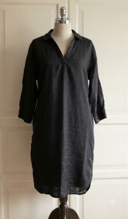 Blusenkleid Leinen C&A Gr 46 Schwarz