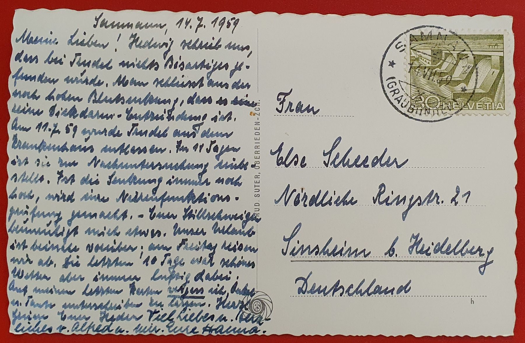 Cartoline postali: Raveisch im Samnaun 1959 – Usato da Kreuzlingen venduto da Rschweiz1 1