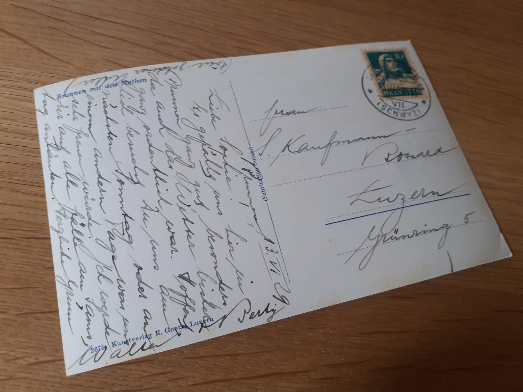 Cartoline postali: BRUNNEN mit den MYTHEN - 1929 – Usato da Winterthur venduto da Ornyx7 1