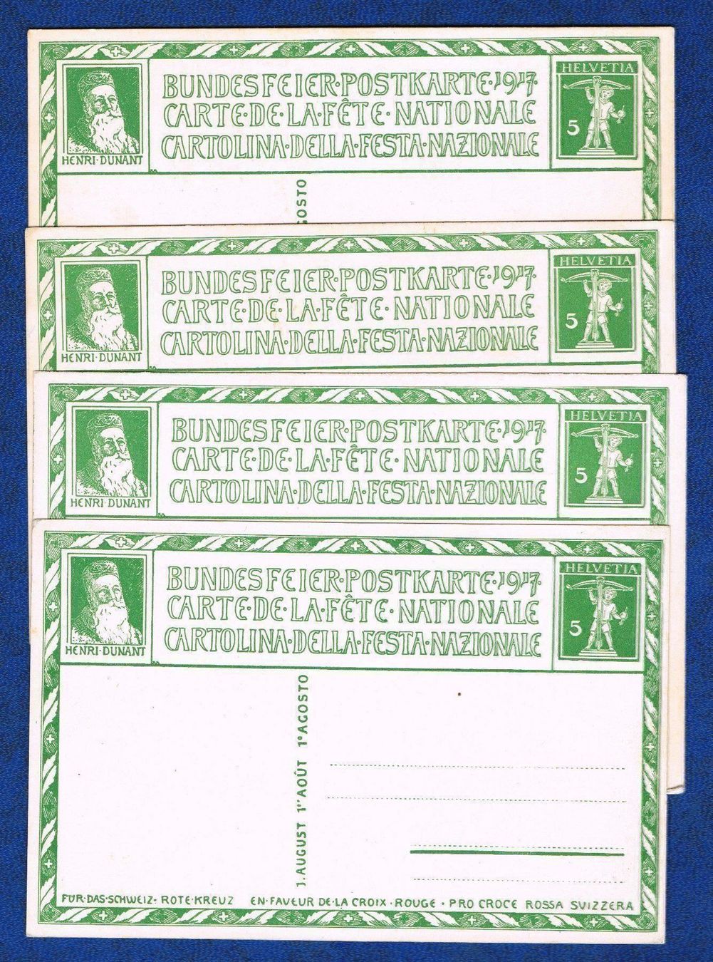 Tutti i francobolli: 8 Bundesfeier Karten 1915-1917 – Usato da Biberstein venduto da Jura39 4