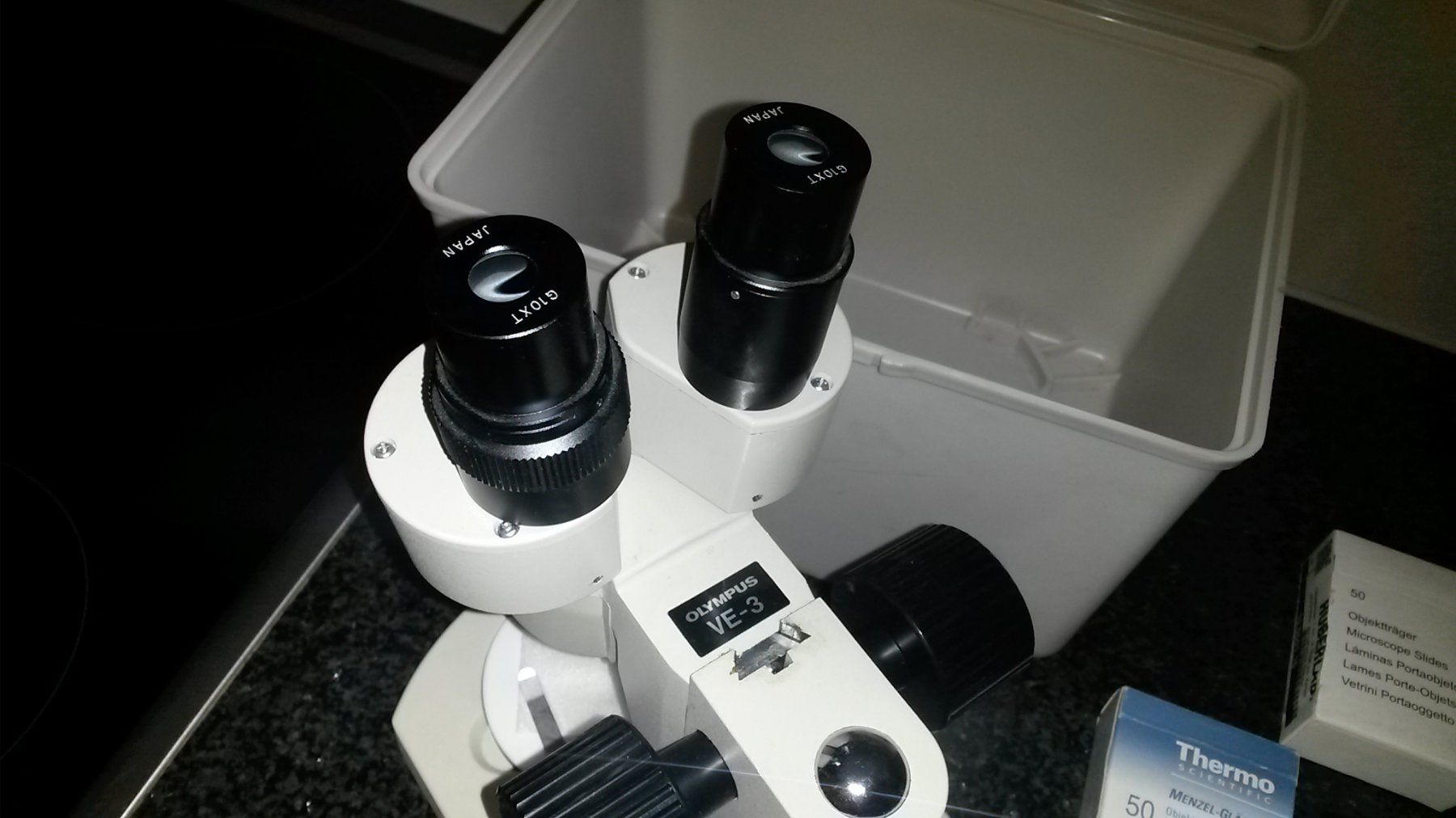 Microscopi: OLYMPUS VE - 3 Microscope Loupe, in BOX, JAPAN - testé ok – Usato da Lausanne venduto da asdyx 3