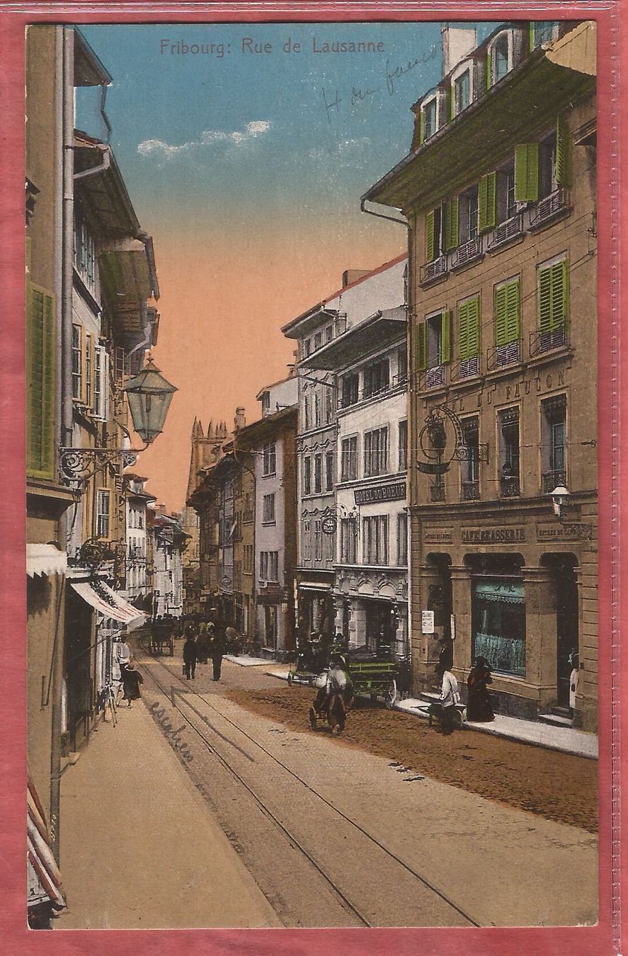 Cartoline postali: Fribourg - Rue de Lausanne - ca. 1915 – Usato da Fislisbach venduto da Porano