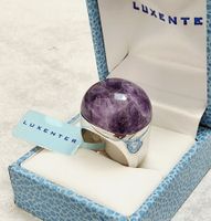 Kugelschliff Natur-Amethyst  Massiv 925er Silberring - Neu