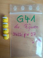 Legoteile:-  4 gelbe Köpfe mit weissen Haaren  /G41