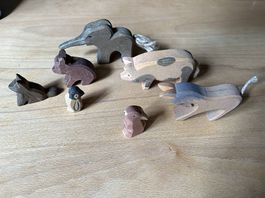 7x Ostheimer Holztiere m. Stempel Lot