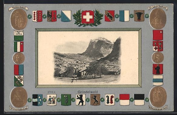 Cartoline postali: Präge-AK Grindelwald, Ortsansicht aus d – Usato da Berlin venduto da bartko-reher