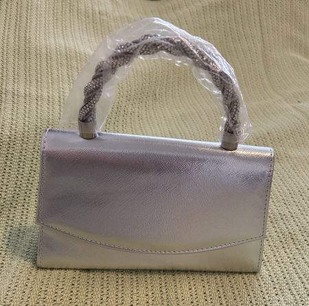 Abendtasche Silber  neu mit Kette 21cm