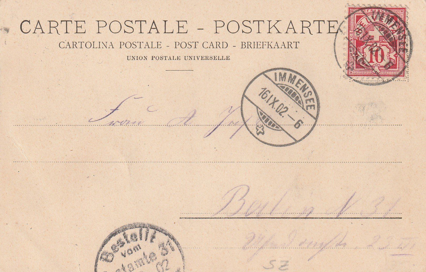 Cartoline postali: Immensee-Gasthaus zur Eiche und Post 1902 – Usato da uttwil venduto da Koehlerfred 1