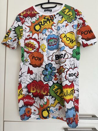 Cooles Comic Print T-Shirt Gr.M Sommer-Mode Fun-Look, top Zu