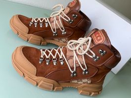 GUCCI GG Guccissima Flashtrek Braun Leder Boots Sneaker 43