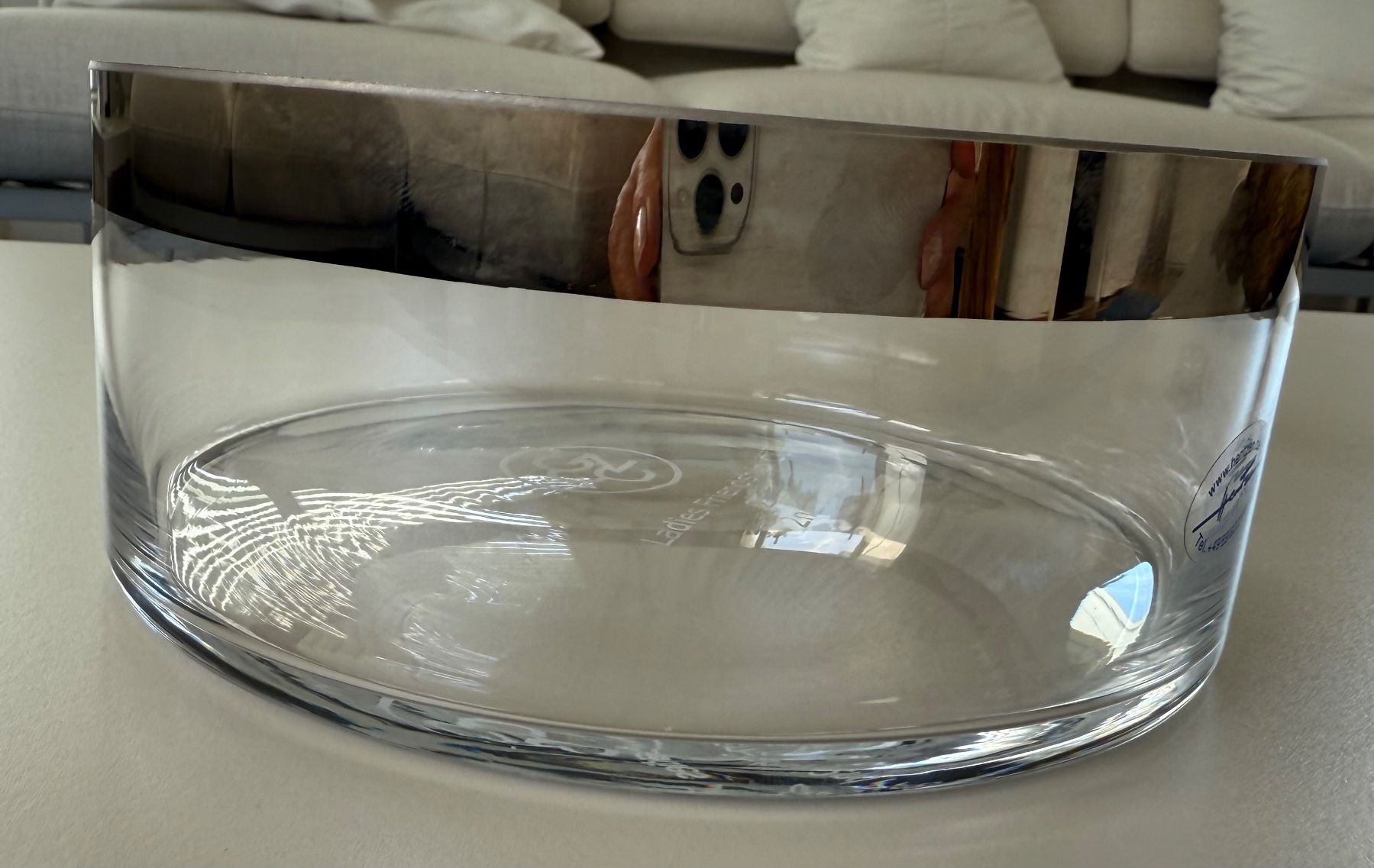 Ciotole: Elegante Glasschale mit Silberrand, NEU – Nuovo (secondo la descrizione) da Zollikon venduto da dorean 1