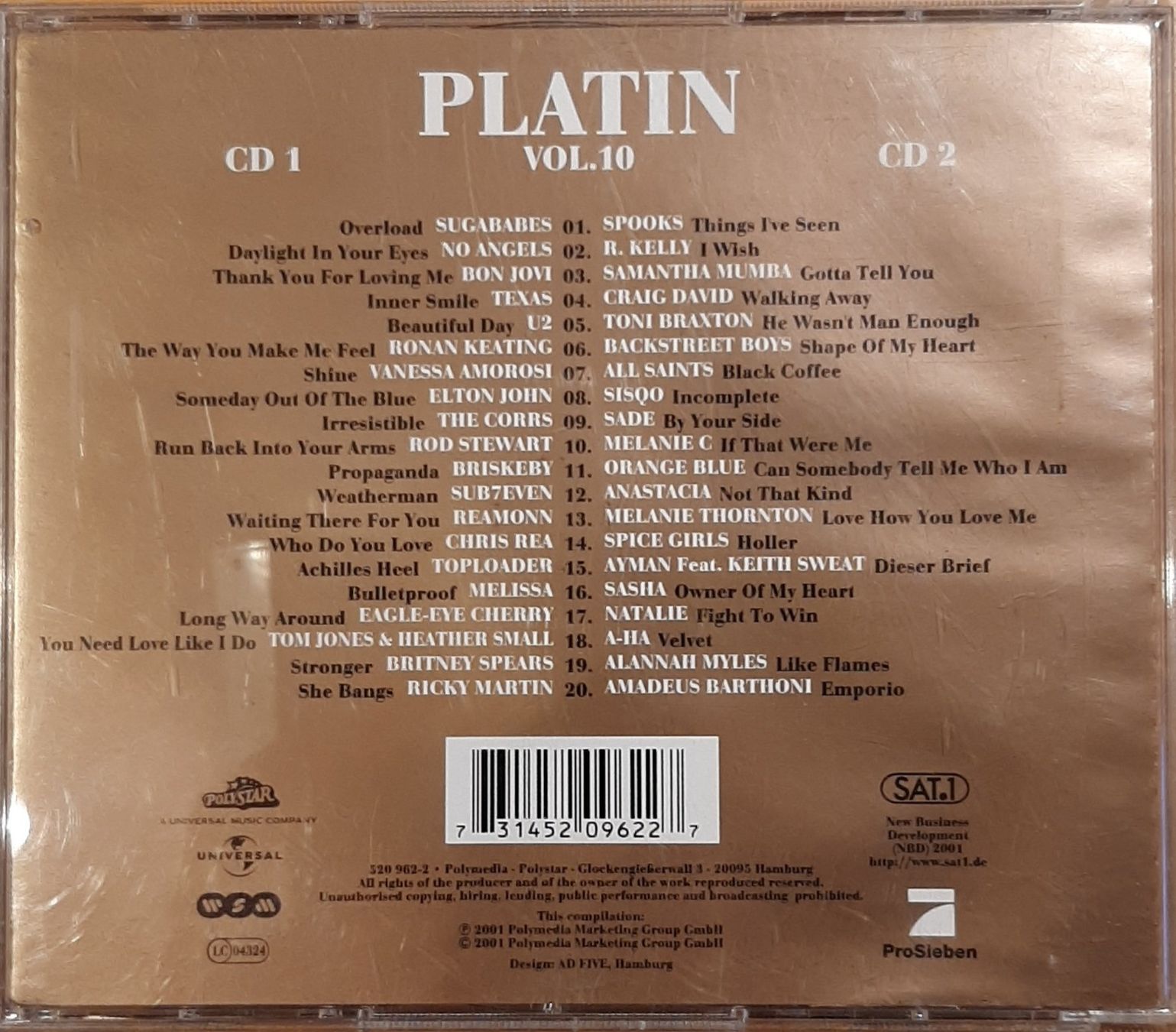 CD: Platin Vol.10 - Album der Megastars, 2CD Hit Sampler 2001 – Usato da Schönenberg TG venduto da breiti12 1