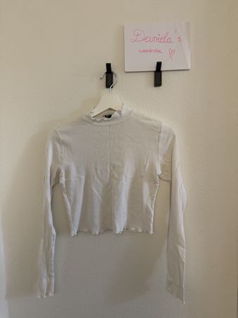 Pull&Bear Longsleeve weiss gerippt Grösse L guter Zustand