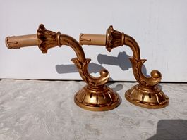 2 Antike Wandlampen Holz Barockstil Goldfarbe Made in Italy