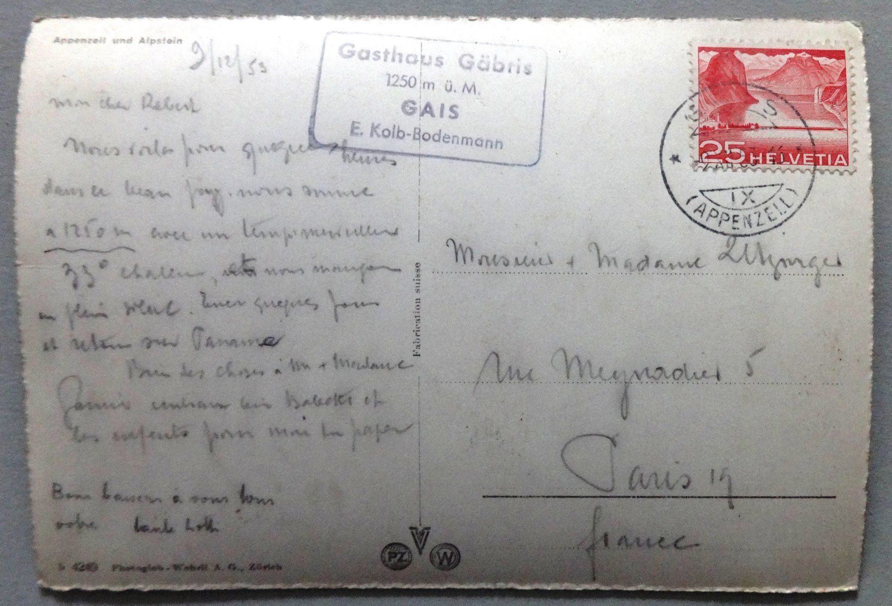 Cartoline postali: Appenzell und Alpstein – Usato da Fétigny venduto da Billy2miny 1