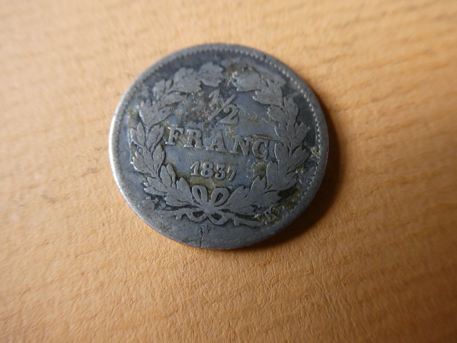 Alle Münzen: Frankreich 1837,  1/2 Franc   Silber – Gebraucht aus Hinterforst von Rohusri 1