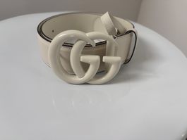 Gucci Ledergürtel offwhite Duoble GG  70/28
