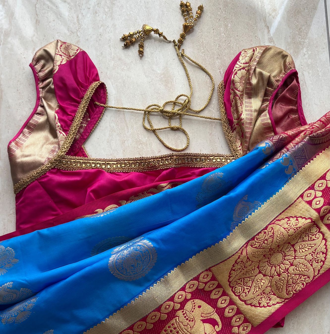 Vestiti: Sari in blau/pink mit Bluse – Nuovo (secondo la descrizione) da Wichtrach venduto da Alyasahana