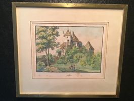Worb, Lithografie altkoloriert von Joh.Friedrich Wagner 1840