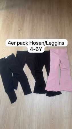4er Set Leggings Mädchen schwarz rosa Grösse 4-6 Jahre