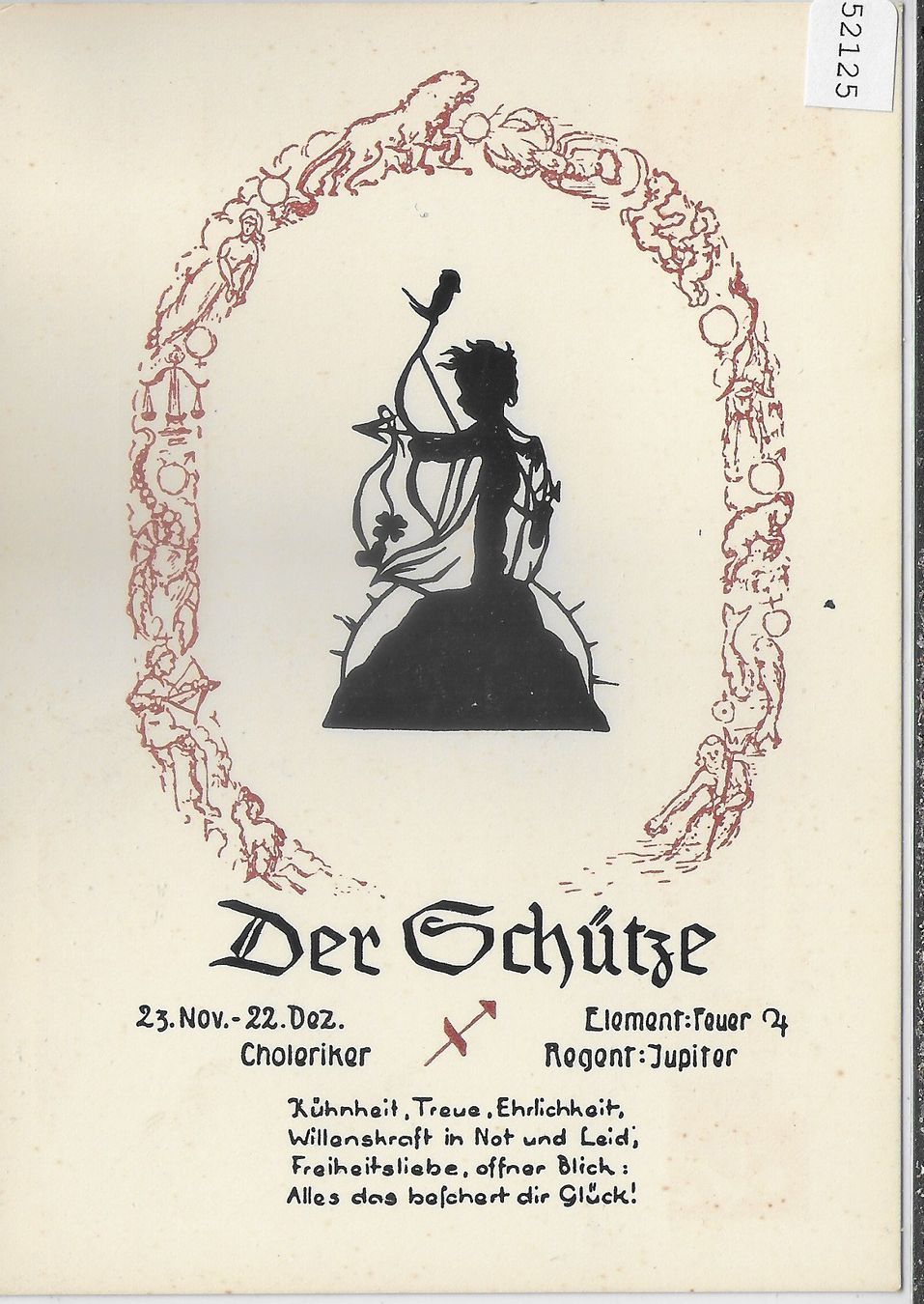 Cartes postales: Horoskop - Der Schütze - Scherenschnitt – D'occasion à Ettingen par Kartenplanet