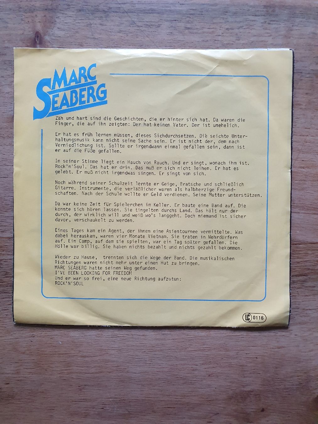 Dischi in vinile: Marc Seberg Looking For Freedom Single 7" Vinyl – Usato da Sirnach venduto da dimitri1963 1