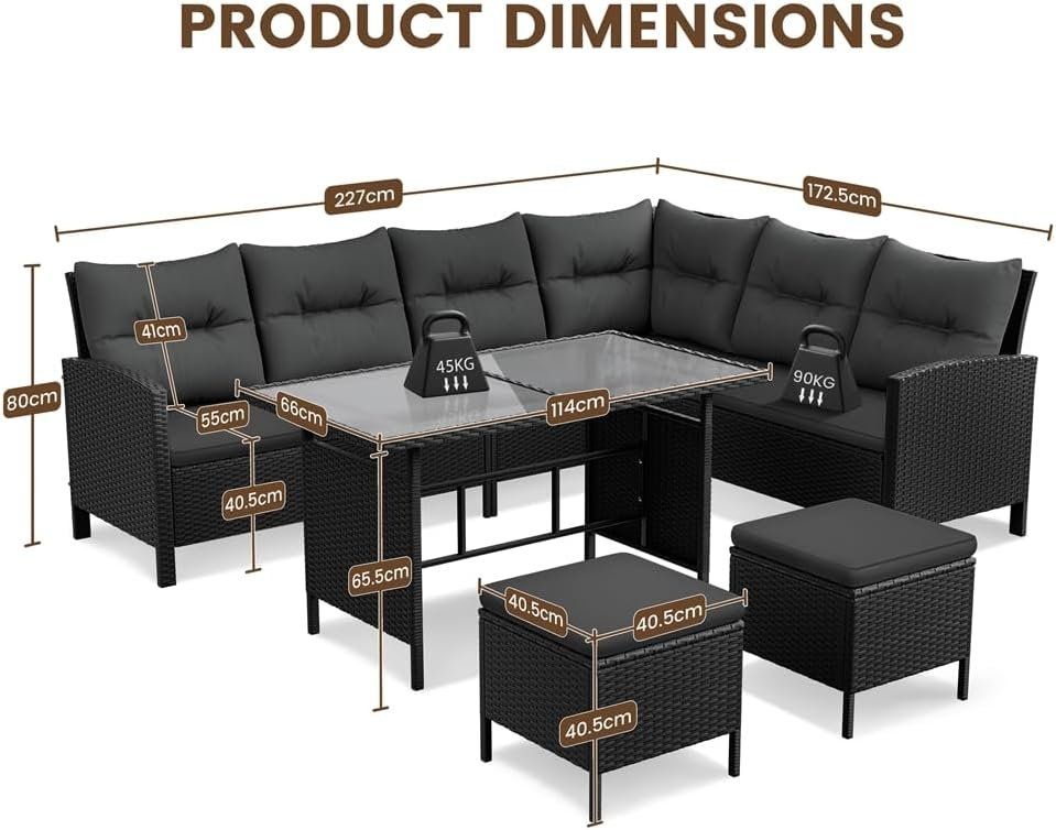 Set di tavolo e panche: Schwarze Gartenlounge, Rattan, – Nuovo e nell'imballaggio originale da Gränichen venduto da omniadeals 3