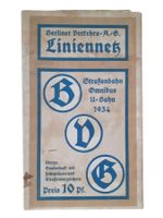 Strassenkarte Berliner Liniennetz Bahn 1934