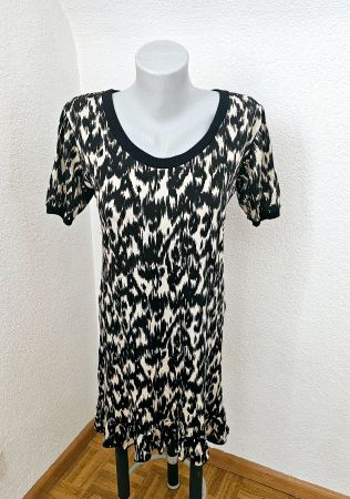 Schickes Sommerkleid schwarz/beige Grösse S/36 gemustert Leo