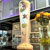 JUGENDSTIL VASE SATIN BLEIKRISTALLGLAS ECHTMALEREI FRANCE