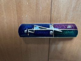 Retro Brosche, blau-grün-lila, Top Zustand!