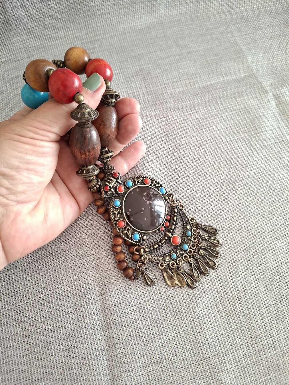 Catenine: Collier bohème ethnique pendentif statement – Usato da Lutry venduto da Sim_Sta 3