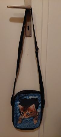 Umhängetasche mit Katzenmotiv Nylon