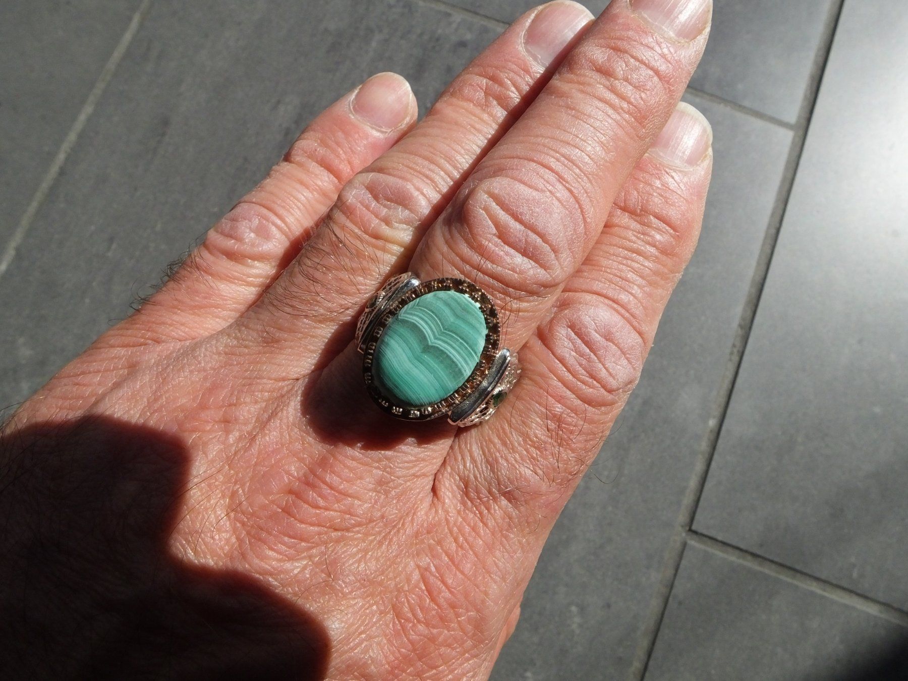 Anelli: Herrenring mit Echtem Malachite Stein – Nuovo (secondo la descrizione) da Unterentfelden venduto da l654321a 1