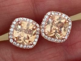 Luxus Elegante Zirkonia Ohrstecker Farbe: Champagne