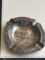 Aschenbecher versilbert Verzierungen mit Stadtmotiv (S8)