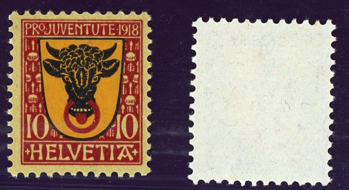 Tutti i francobolli: Pro Juventute Serie 1918 mit Plattenfehler, postfrisch – Usato da Basel venduto da Strubelibs 2