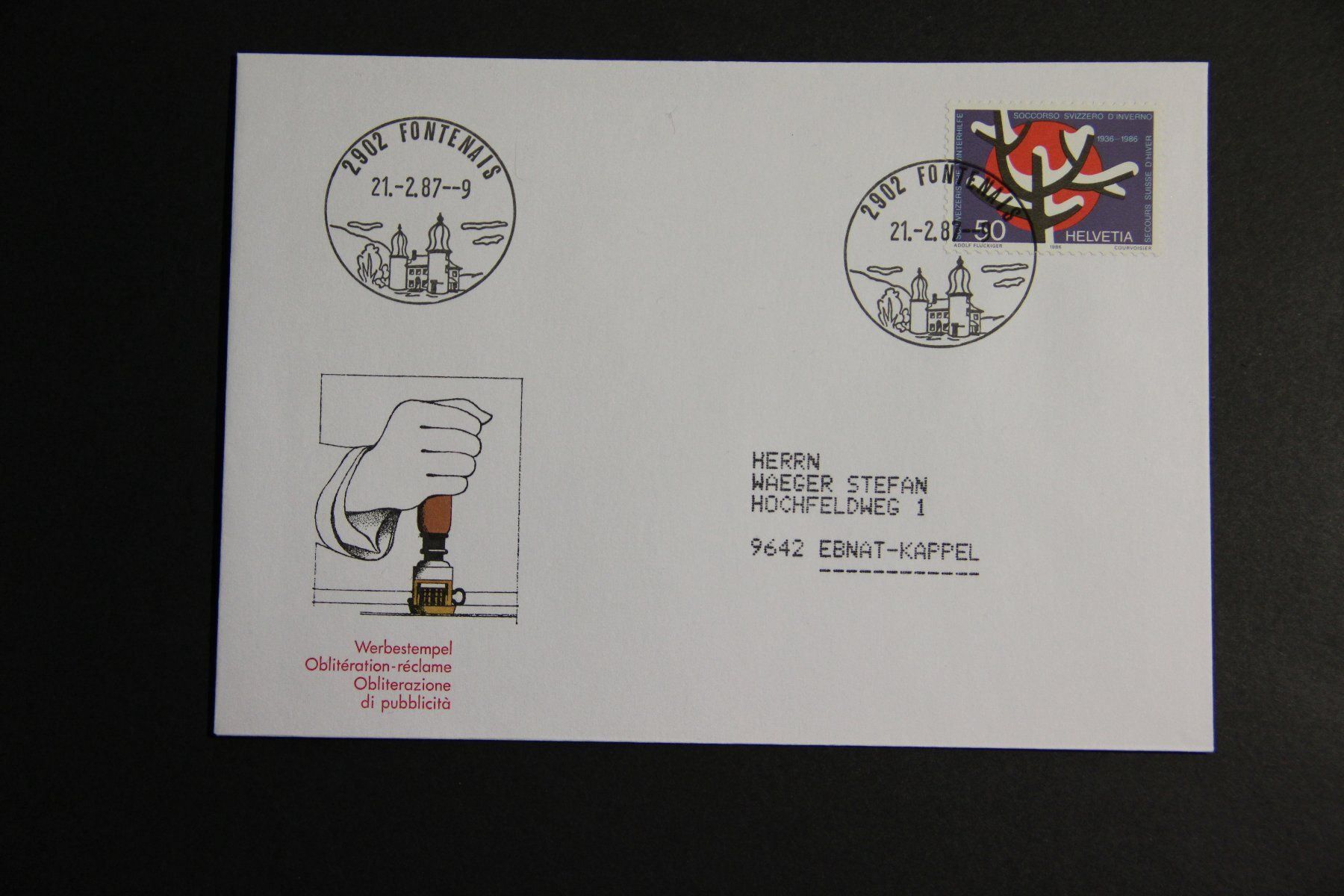 Tous les timbres: Schweiz 1987 - 2902 Fontenais – Neuf (Voir description) à Jona par Southafrica07